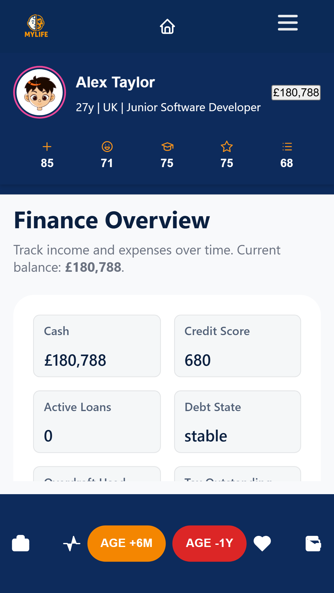 phone-06-finance MyLifeSim Finance